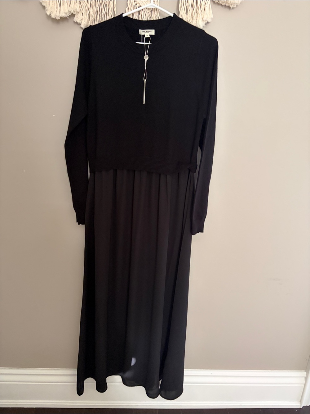 Max Studio Black Long Sleeve Maxi Dress